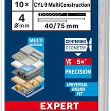 Bosch Cyl-9 Multiconstruction Σετ 10 Διαμαντοτρύπανα για Μέταλλο, Ξύλο και Δομικά Υλικά