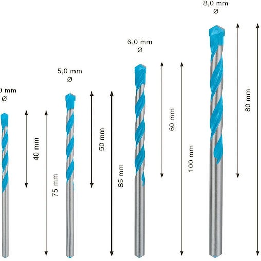Bosch Expert Cyl-9 Σετ 4 Τρυπάνια με Κυλινδρικό Στέλεχος
