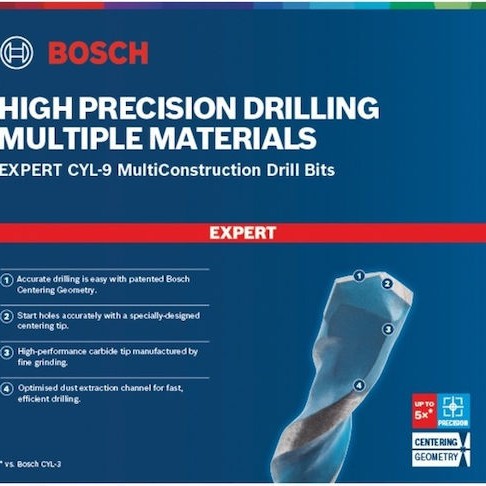 Bosch Expert Cyl-9 Σετ 7 Διαμαντοτρύπανα Καρβιδίου για Ξύλο, Μέταλλο, Δομικά Υλικά, Γυαλί και Πλακίδια