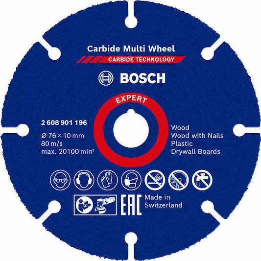 Bosch Expert Carbide Δίσκος Κοπής Ξύλου 76mm 2608901196