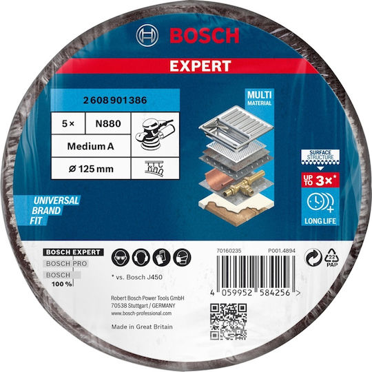 Bosch Δίσκος Λείανσης K120 Μετάλλου και Ξύλου 125mm 5τμχ