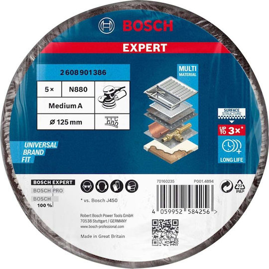 Bosch Δίσκος Λείανσης K120 Μετάλλου και Ξύλου 125mm 5τμχ