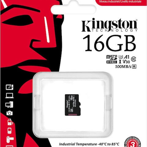 Kingston Industrial microSDHC 16GB Class 10 U3 V30 A1 UHS-I