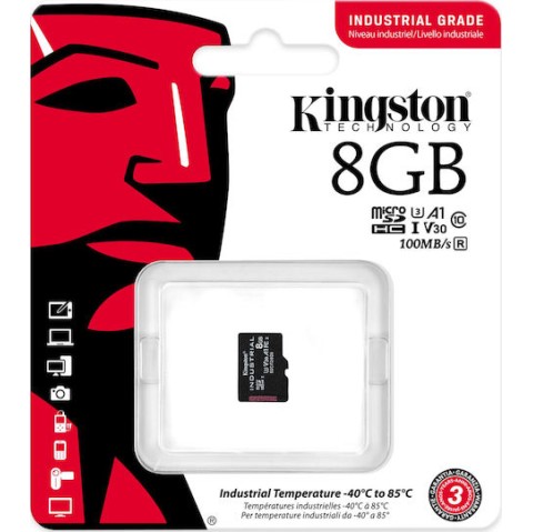 Kingston Industrial microSDHC 8GB Class 10 U3 V30 A1 UHS-I