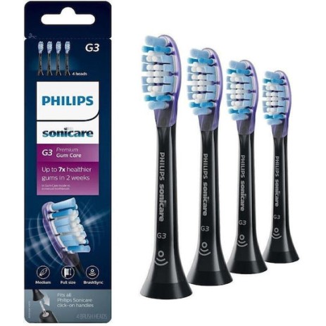Philips Sonicare G3 Premium Gum Care Ανταλλακτικές Κεφαλές για Ηλεκτρική Οδοντόβουρτσα Standard Black HX9054/33 4τμχ