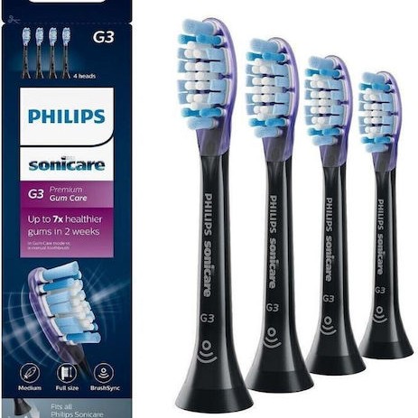 Philips Sonicare G3 Premium Gum Care Ανταλλακτικές Κεφαλές για Ηλεκτρική Οδοντόβουρτσα Standard Black HX9054/33 4τμχ