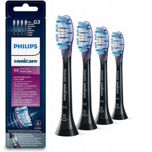 Philips Sonicare G3 Premium Gum Care Ανταλλακτικές Κεφαλές για Ηλεκτρική Οδοντόβουρτσα Standard Black HX9054/33 4τμχ