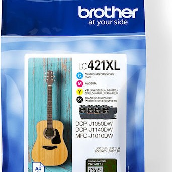 Brother LC421XL Γνήσιο Πακέτο 4 Μελανιών Εκτυπωτή InkJet Κίτρινο / Κυανό / Ματζέντα / Μαύρο (LC-421XLVAL)