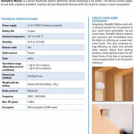 Shelly BLU Motion Αισθητήρας Κίνησης PET Μπαταρίας με Εμβέλεια 10m σε Λευκό Χρώμα