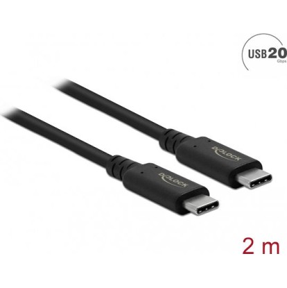 DeLock USB 2.0 Cable USB-C male - USB-C 100W Μαύρο 2m (86980)