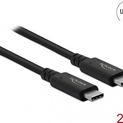 DeLock USB 2.0 Cable USB-C male - USB-C 100W Μαύρο 2m (86980)