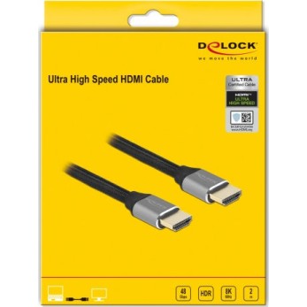 DeLock Braided Cable HDMI male - HDMI male 2m Μαύρο