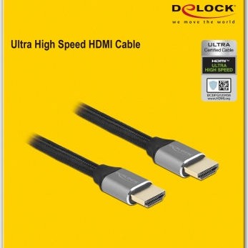 DeLock Braided Cable HDMI male - HDMI male 2m Μαύρο