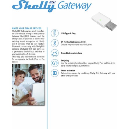 Shelly Smart Ενδιάμεσος Διακόπτης Bluetooth