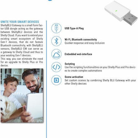 Shelly Smart Ενδιάμεσος Διακόπτης Bluetooth