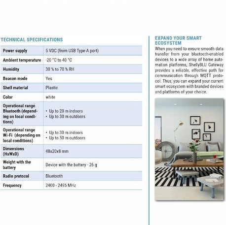 Shelly Smart Ενδιάμεσος Διακόπτης Bluetooth