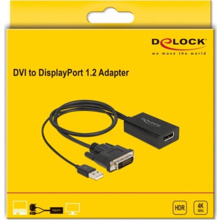 DeLock Μετατροπέας DVI-D / USB-A male σε DisplayPort female (63189)
