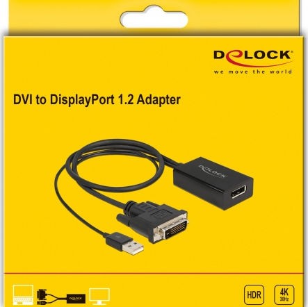 DeLock Μετατροπέας DVI-D / USB-A male σε DisplayPort female (63189)