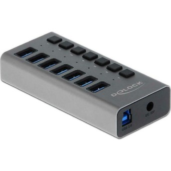 DeLock USB 3.0 Hub 7 Θυρών με σύνδεση USB-A & Θύρα Φόρτισης και Εξωτερική Παροχή Ρεύματος