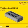 DeLock USB 3.0 Hub 7 Θυρών με σύνδεση USB-A & Θύρα Φόρτισης και Εξωτερική Παροχή Ρεύματος