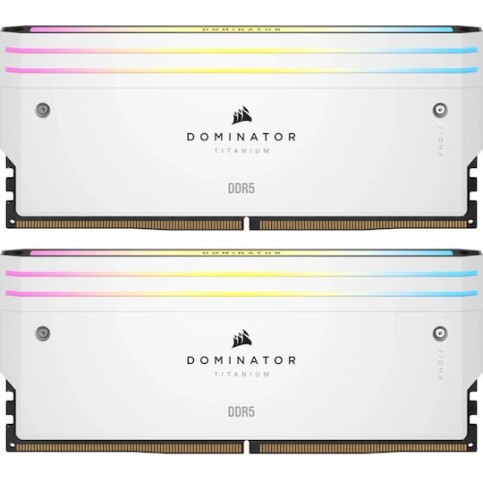 Corsair Dominator Titanium RGB XMP White DDR5 32GB RAM με 2x16GB Modules και Ταχύτητα 7200 για Desktop