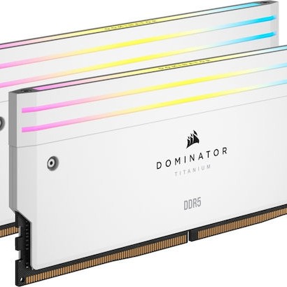 Corsair Dominator Titanium RGB XMP White DDR5 32GB RAM με 2x16GB Modules και Ταχύτητα 7200 για Desktop