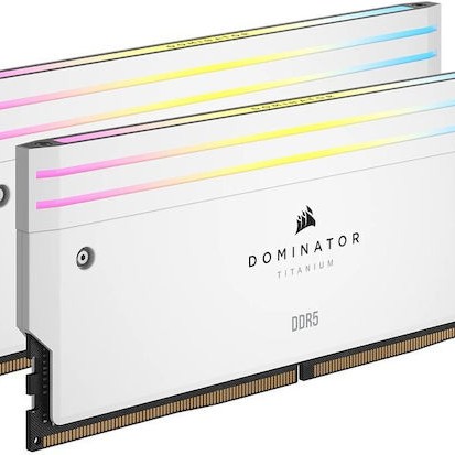 Corsair Dominator Titanium RGB XMP White DDR5 32GB RAM με 2x16GB Modules και Ταχύτητα 7000 για Desktop