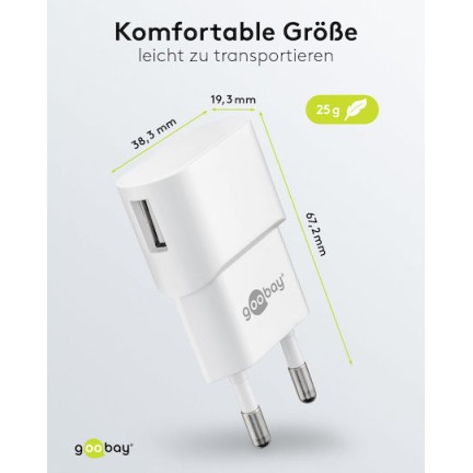 Goobay Φορτιστής Χωρίς Καλώδιο με Θύρα USB-A 5W Λευκός (44948)
