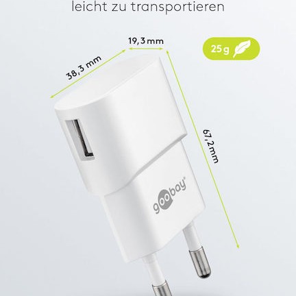 Goobay Φορτιστής Χωρίς Καλώδιο με Θύρα USB-A 5W Λευκός (44948)