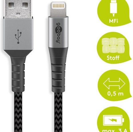Goobay Braided USB to Lightning Cable Γκρι 2m (49269)