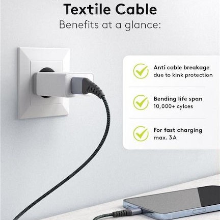 Goobay Braided USB to Lightning Cable Γκρι 2m (49269)
