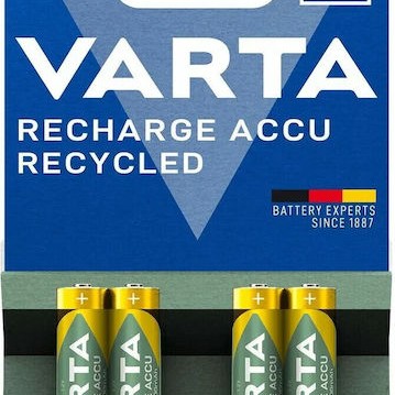 Varta Recharge Accu Recycled Επαναφορτιζόμενες Μπαταρίες AAA Ni-MH 800mAh 1.2V 4τμχ