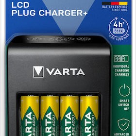 Varta LCD Plug Charger+ 4 Μπαταριών Ni-MH Μεγέθους AA/AAA/9V Σετ με 4x AA 2100mAh