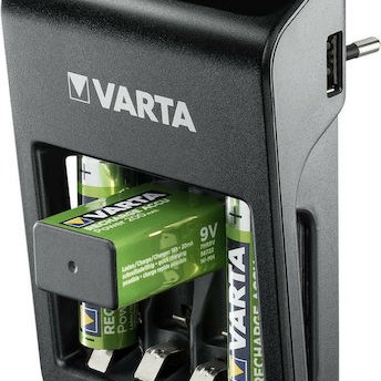 Varta LCD Plug Charger+ 4 Μπαταριών Ni-MH Μεγέθους AA/AAA/9V Σετ με 4x AA 2100mAh