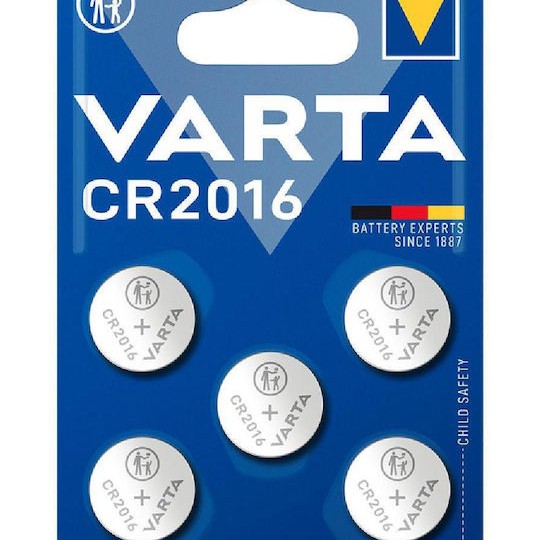 Varta Μπαταρίες Λιθίου Ρολογιών CR2016 3V 5τμχ