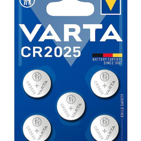 Varta Μπαταρίες Λιθίου Ρολογιών CR2025 3V 5τμχ