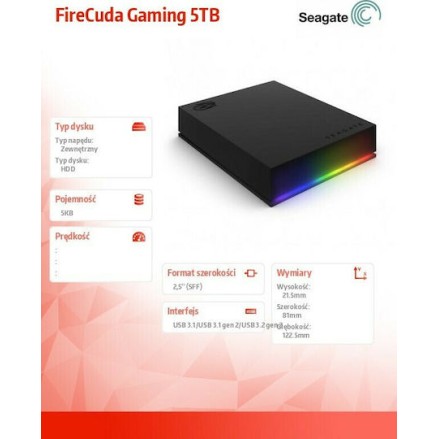 Seagate FireCuda Gaming USB 3.2 Εξωτερικός HDD 5TB 2.5