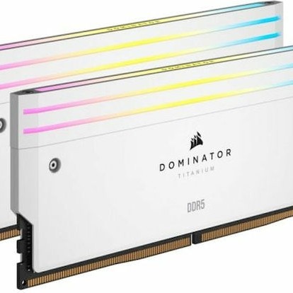 Corsair Dominator Titanium RGB XMP White DDR5 32GB RAM με 2x16GB Modules και Ταχύτητα 6600 για Desktop