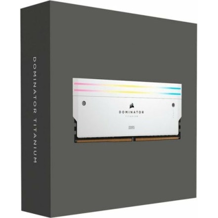 Corsair Dominator Titanium RGB XMP White DDR5 32GB RAM με 2x16GB Modules και Ταχύτητα 6600 για Desktop