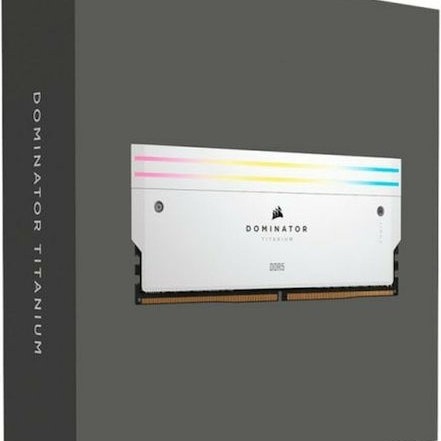 Corsair Dominator Titanium RGB XMP White DDR5 32GB RAM με 2x16GB Modules και Ταχύτητα 6600 για Desktop