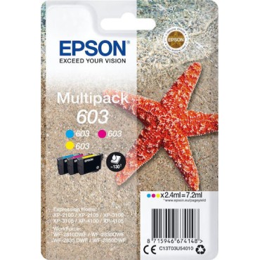 Epson 603 Γνήσιο Πακέτο 3 Μελανιών Εκτυπωτή InkJet Κίτρινο / Κυανό / Ματζέντα (C13T03U54010)