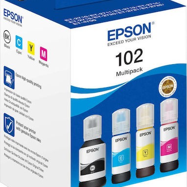 Epson 102 Γνήσιο Πακέτο 4 Μελανιών Εκτυπωτή InkJet Κίτρινο / Κυανό / Ματζέντα / Μαύρο (C13T03R640)