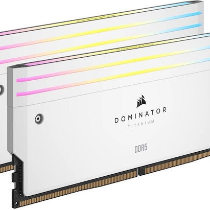 Corsair Dominator Titanium RGB XMP White DDR5 64GB RAM με 2x32GB Modules και Ταχύτητα 6400 για Desktop