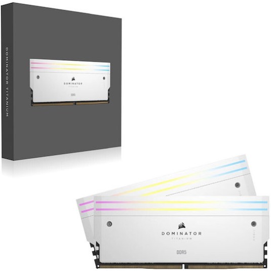 Corsair Dominator Titanium RGB XMP White DDR5 64GB RAM με 2x32GB Modules και Ταχύτητα 6400 για Desktop