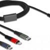 DeLock Regular USB to Lightning / Type-C / micro USB Cable Μαύρο 1m (87277)