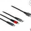 DeLock Regular USB to Lightning / Type-C / micro USB Cable Μαύρο 1m (87277)