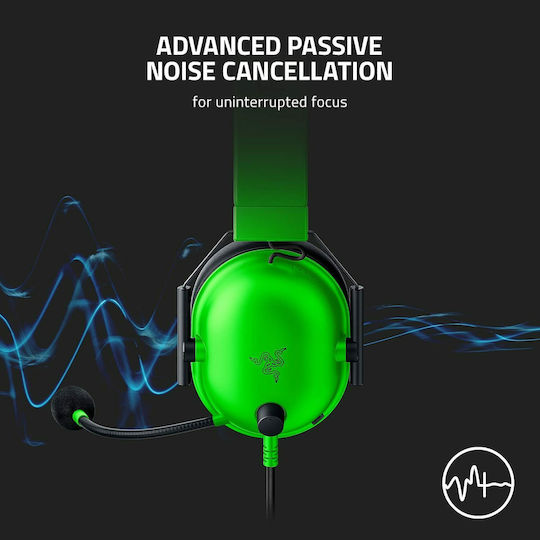 Razer BlackShark V2 X Over Ear Gaming Headset με σύνδεση 3.5mm Πράσινο