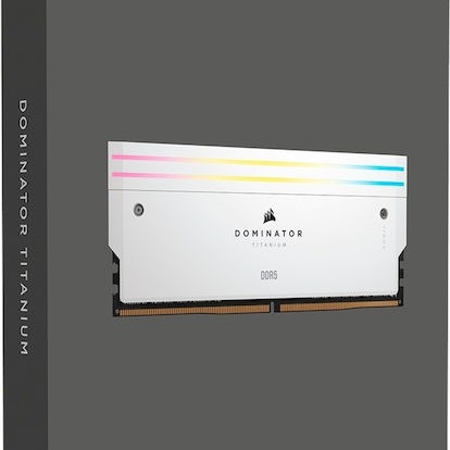 Corsair Dominator Titanium RGB XMP White DDR5 32GB RAM με 2x16GB Modules και Ταχύτητα 6400 για Desktop