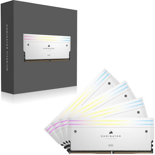 Corsair Dominator Titanium RGB XMP White DDR5 64GB RAM με 4x16GB Modules και Ταχύτητα 6000 για Desktop