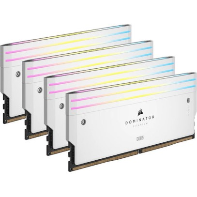 Corsair Dominator Titanium RGB XMP White DDR5 64GB RAM με 4x16GB Modules και Ταχύτητα 6000 για Desktop